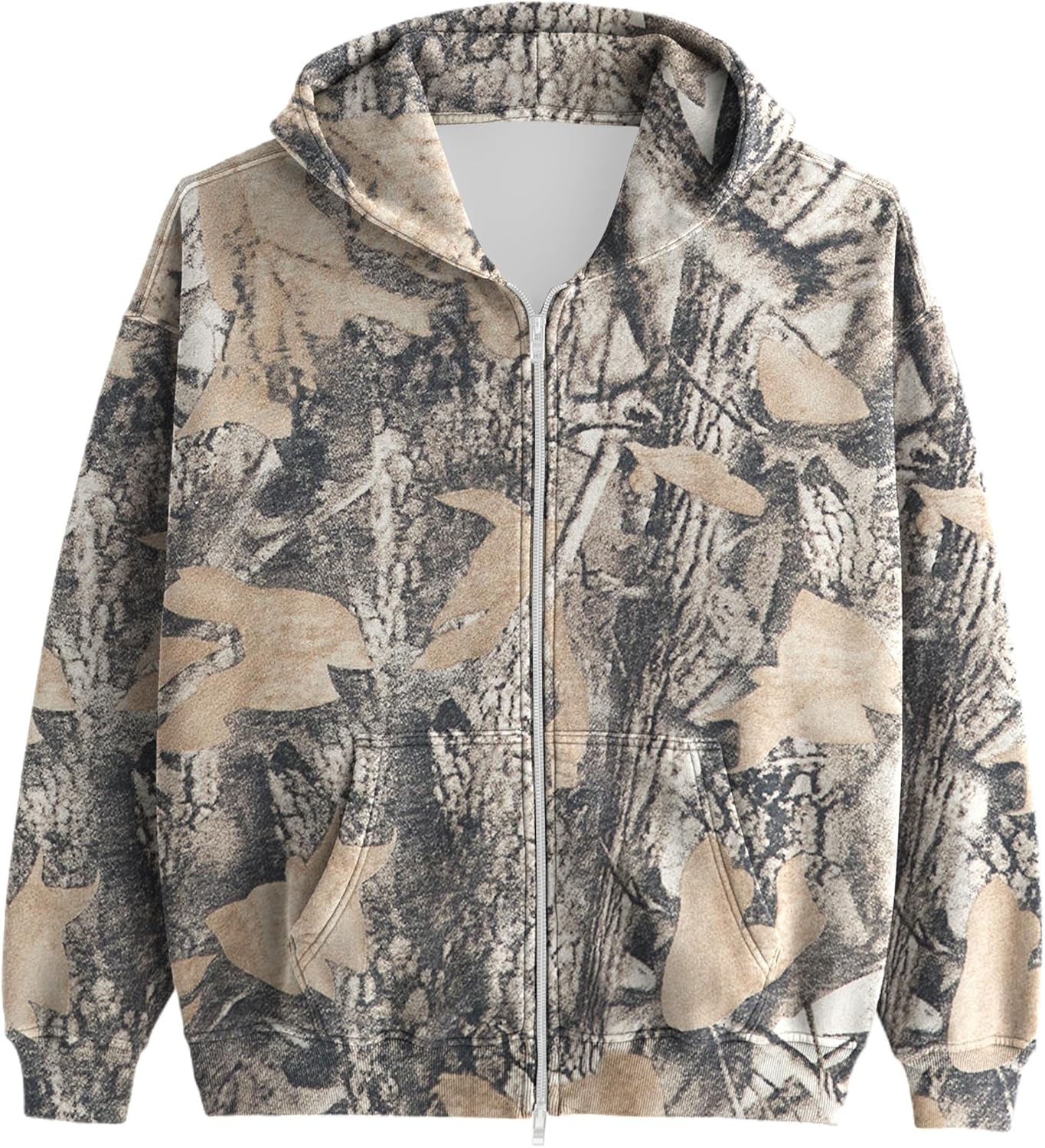 Maple Leaf Print Camo Hoodie for Cozy Style