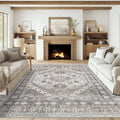 Washable Rug 8x10 Area Rug Brown/Beige - Stain Resistant Non-Slip