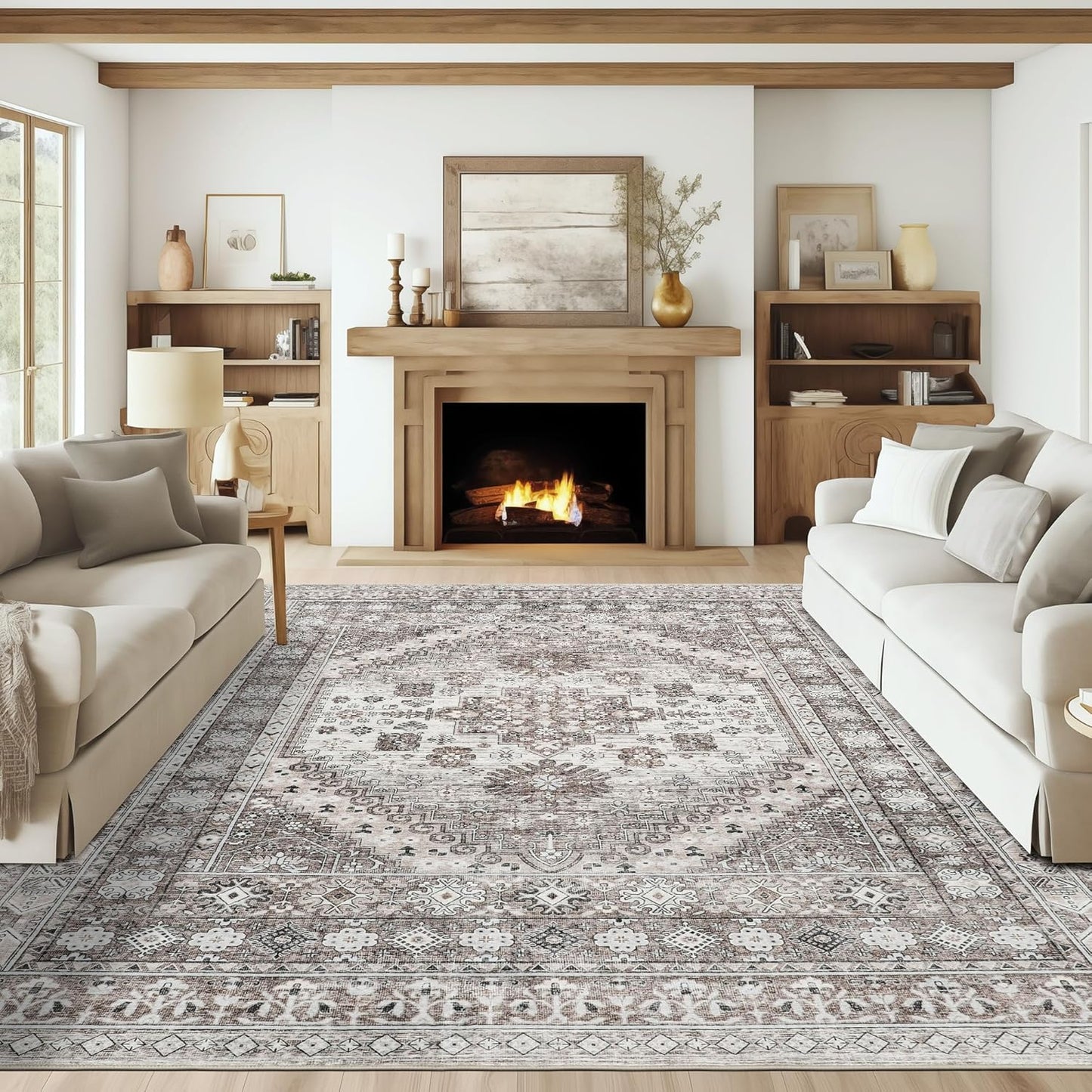 Washable 8x10 Area Rug for Living Room - Stain Resistant Design