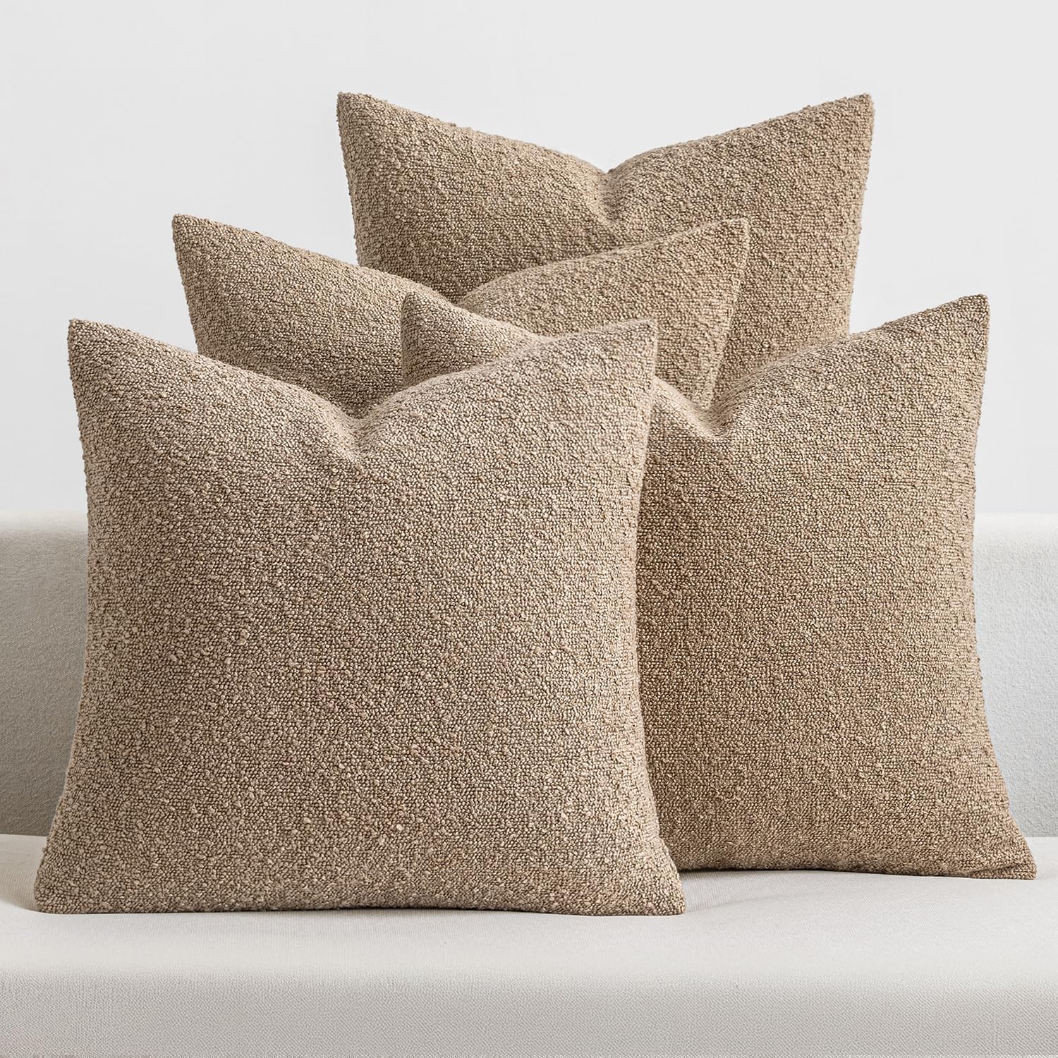 MIULEE Decorative Textured Boucle Throw Pillow Covers 18x18 in