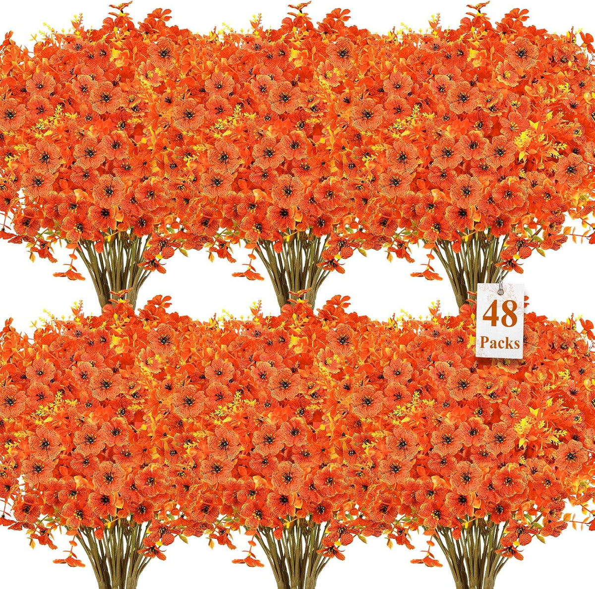 48 Bundles Artificial Fall Flowers for Outdoor Decoration