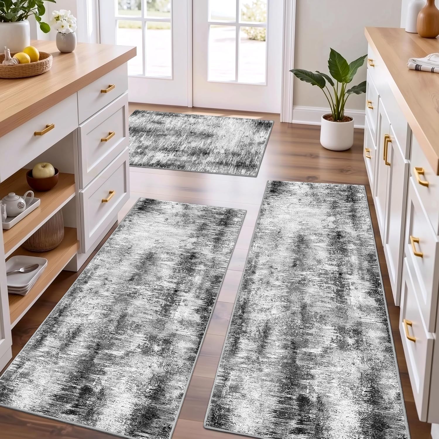 Tritard Non Slip Kitchen Rugs Set of 3 for Home Use