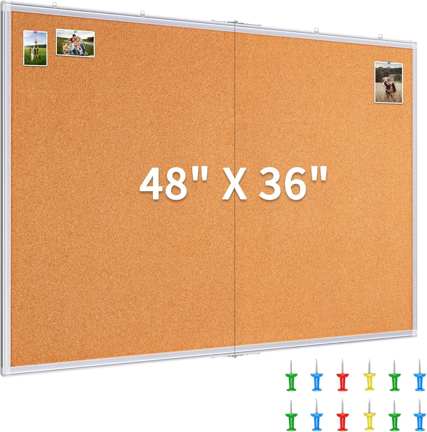 Large Cork Board 48 x 36 in for Home and Office Display