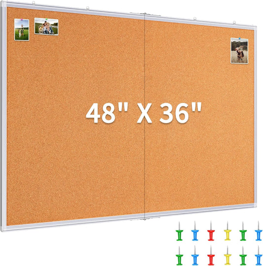 Large Cork Board 48 x 36 in for Home and Office Display