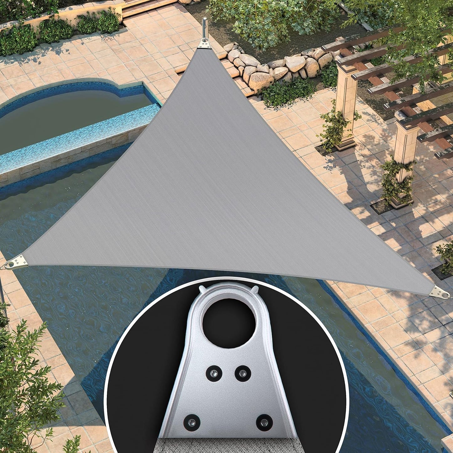 Custom Size 41ft x 45ft x 60.9ft Super Ring Grey Shade Sail