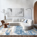 Area Rugs 10x12 for Living Room Bedroom - Machine Washable Blue Cream