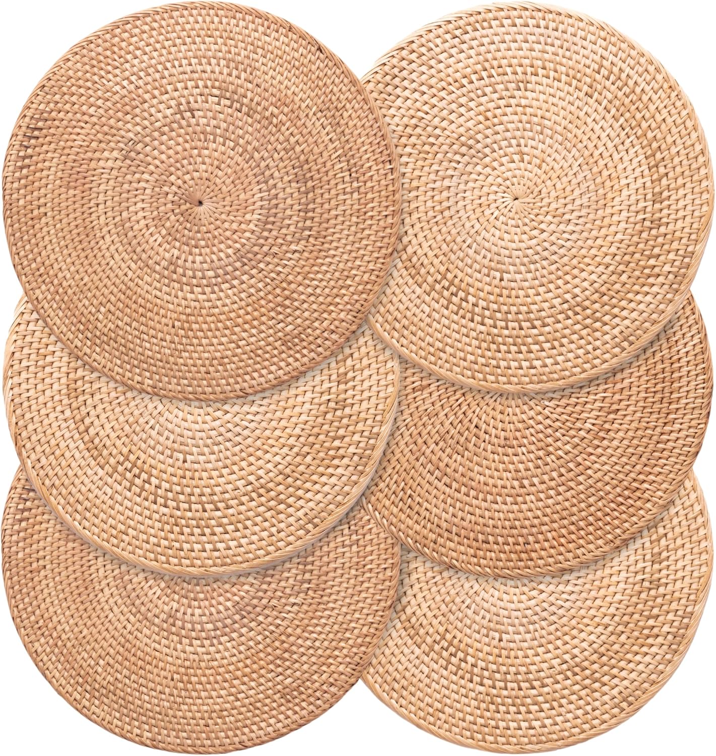 6-Pack Rattan Placemats - Natural Woven Table Mats for Dining