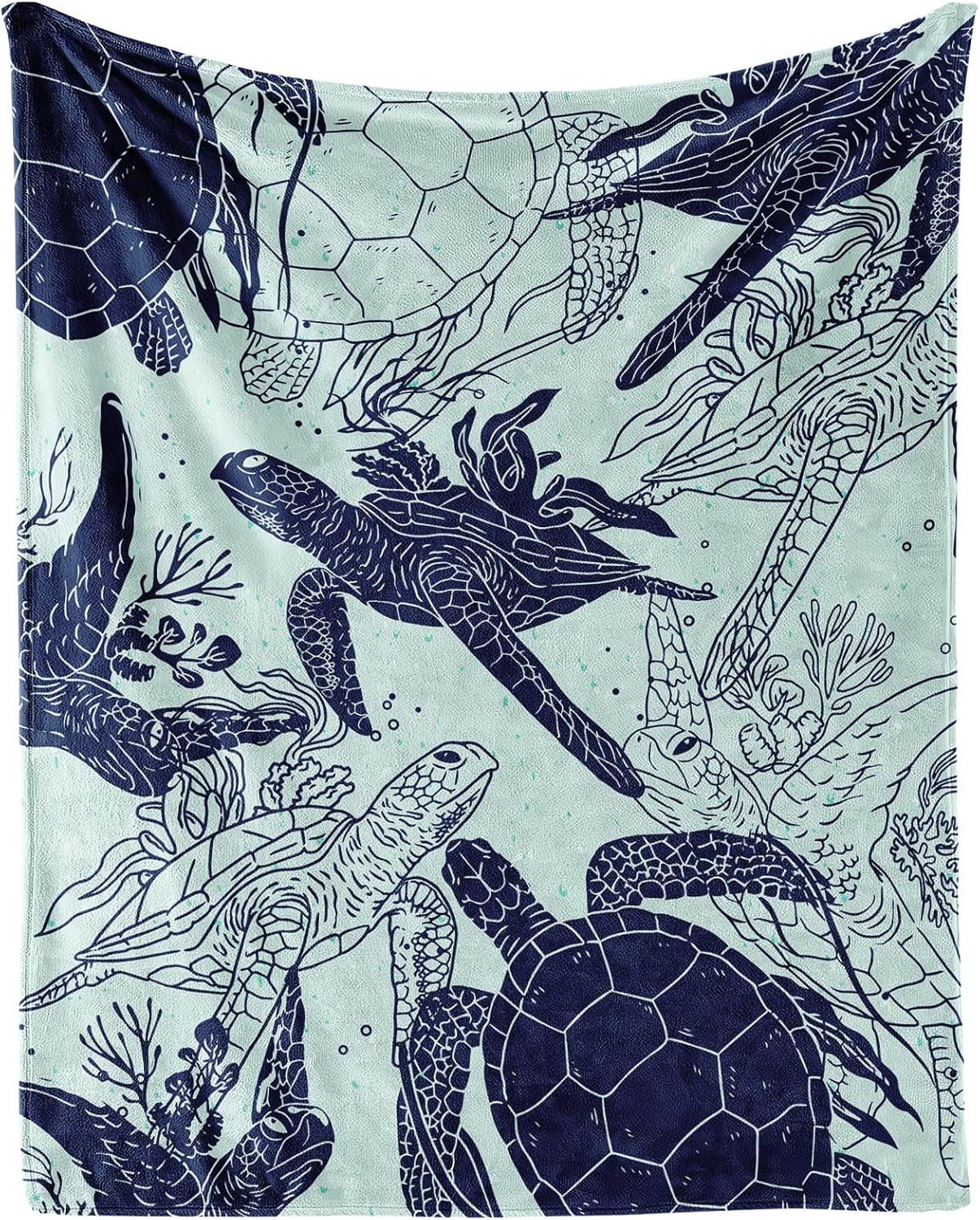 Sea Turtle Blanket - Soft Flannel Twin Size Cozy Throw Gift