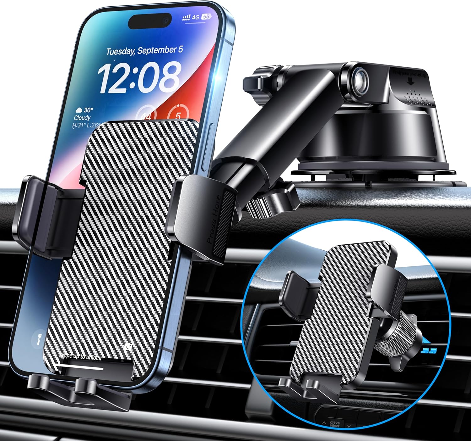 Hands-Free 3-in-1 Car Phone Mount by GUWEZ