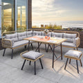 Patio Wicker L-Shaped Furniture Set - Versatile 6-Piece Outdoor Sofa