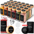 Square Spice Jars with Bamboo Lids - 24 Pack for Kitchen Organization