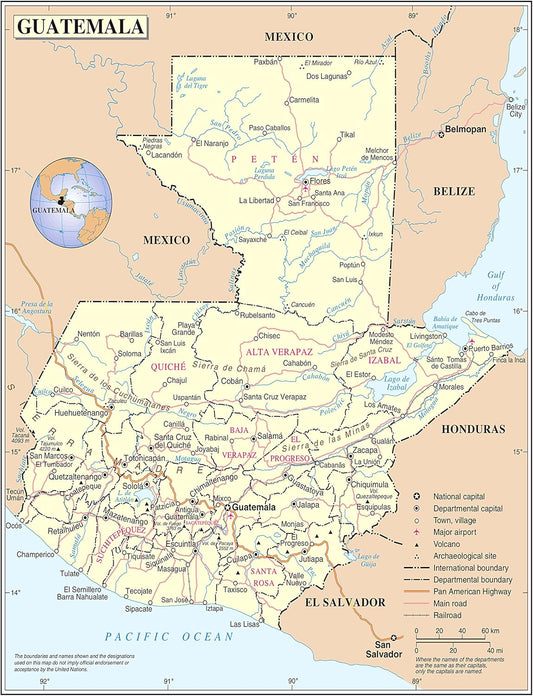Guatemala Political & Administrative Map: Detailed & Laminated