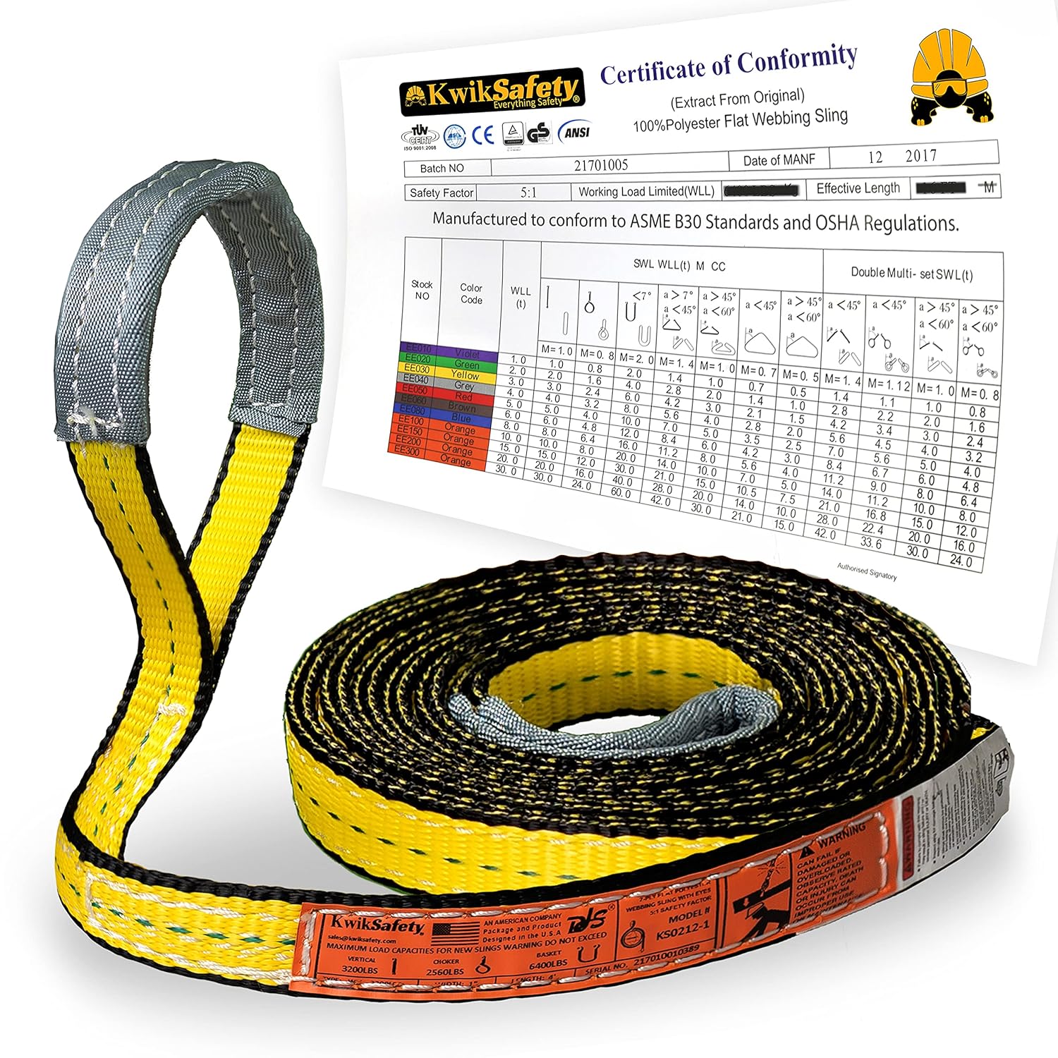 Mighty Sumo 1x 20 Poly Web Sling Lifting Strap for Heavy Duty