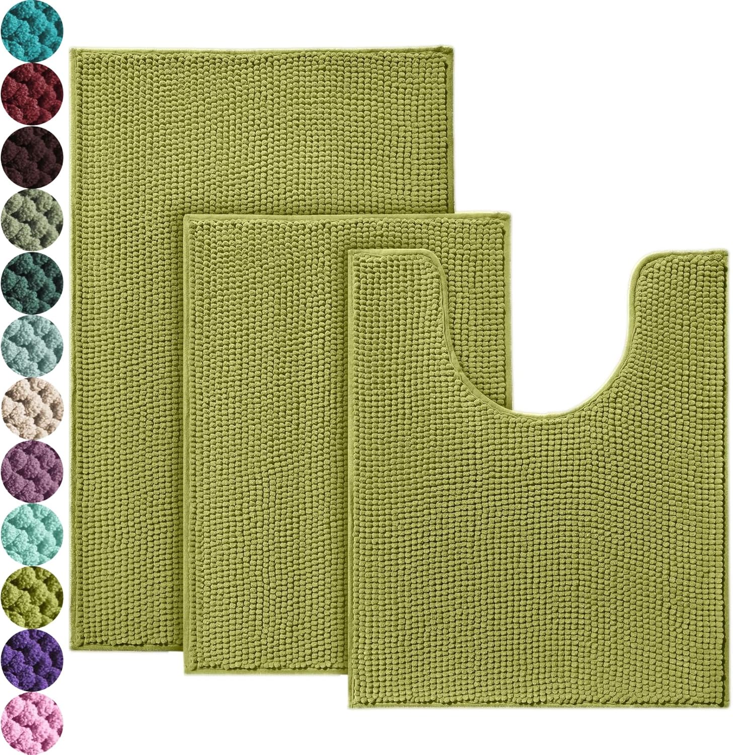 Urvoix Bathroom Rugs Set 3 Piece - Ultra Soft Chenille Mat