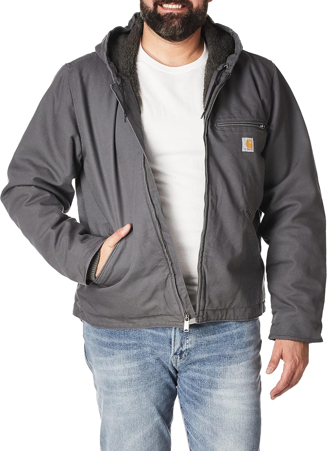 Carhartt Men's Washed Duck Jacket with Sherpa Lining for Comfort