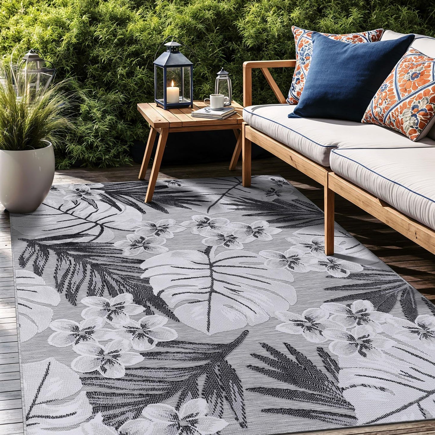 Floral Indoor Outdoor Rugs 8x10 Large Area Rug for Any Space
