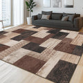Modern Geometric Patchwork Indoor Area Rug 6ftx9ft - Chocolate