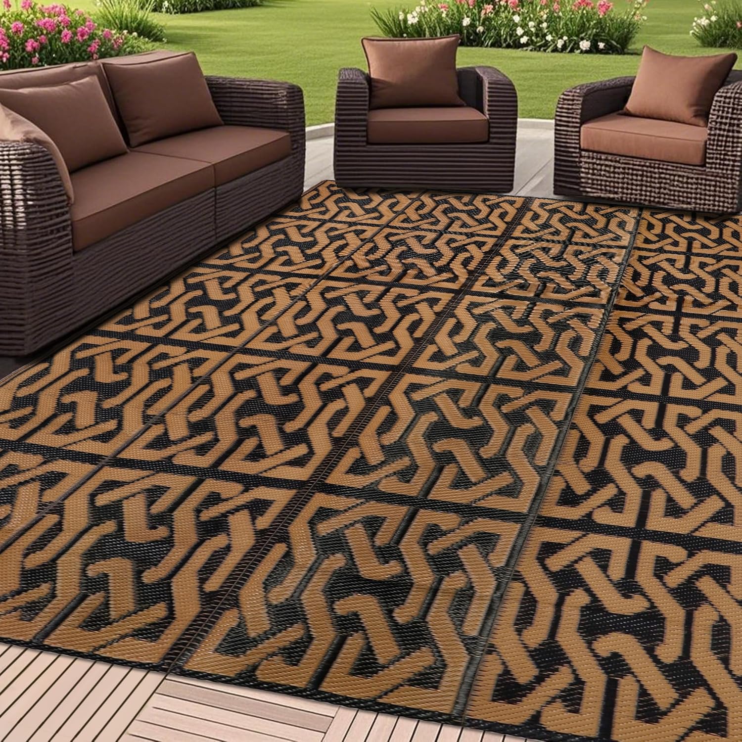 SAND MINE Reversible Mats: Stylish Outdoor Area Rug 5ft x 8ft
