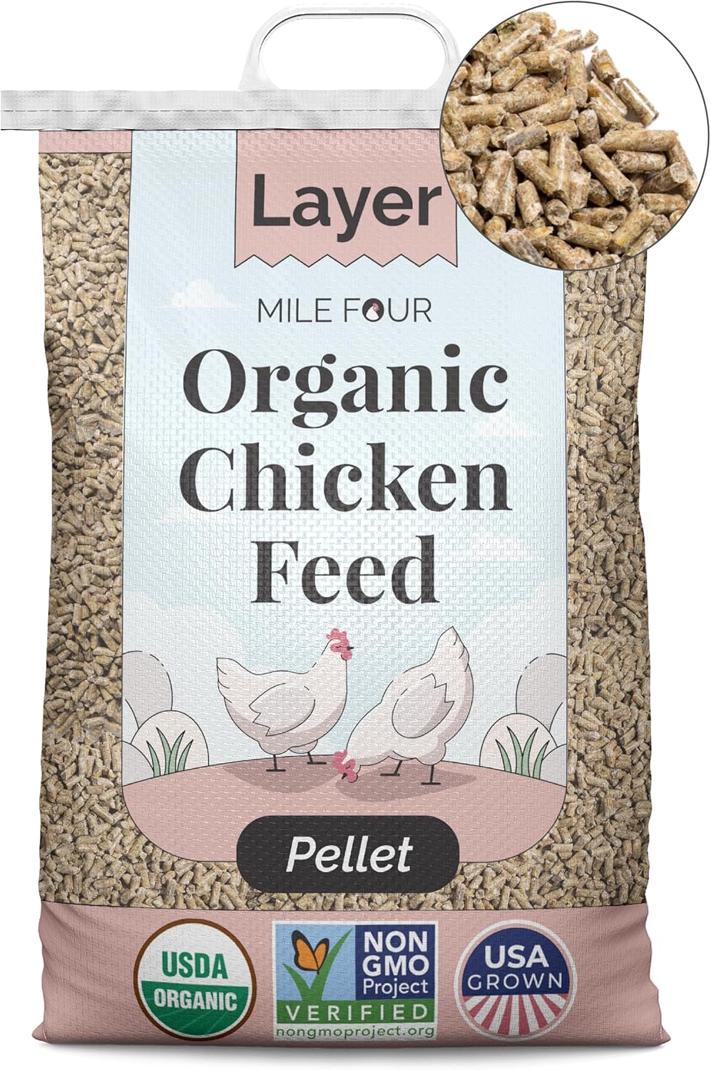 Mile Four Organic Chicken Feed Layer Pellet for Healthy Chickens
