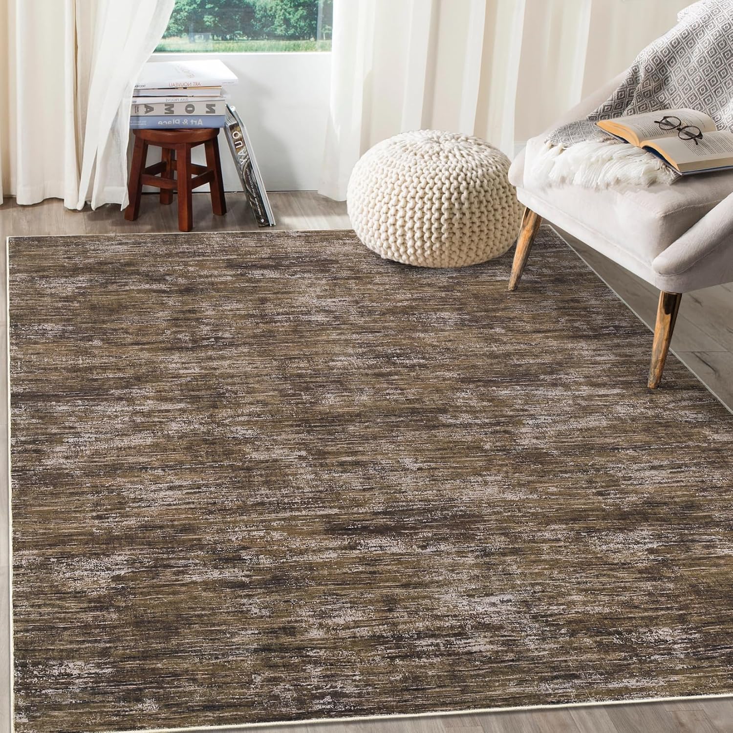 Machine Washable 5x7 Area Rug for Living Room and Bedroom