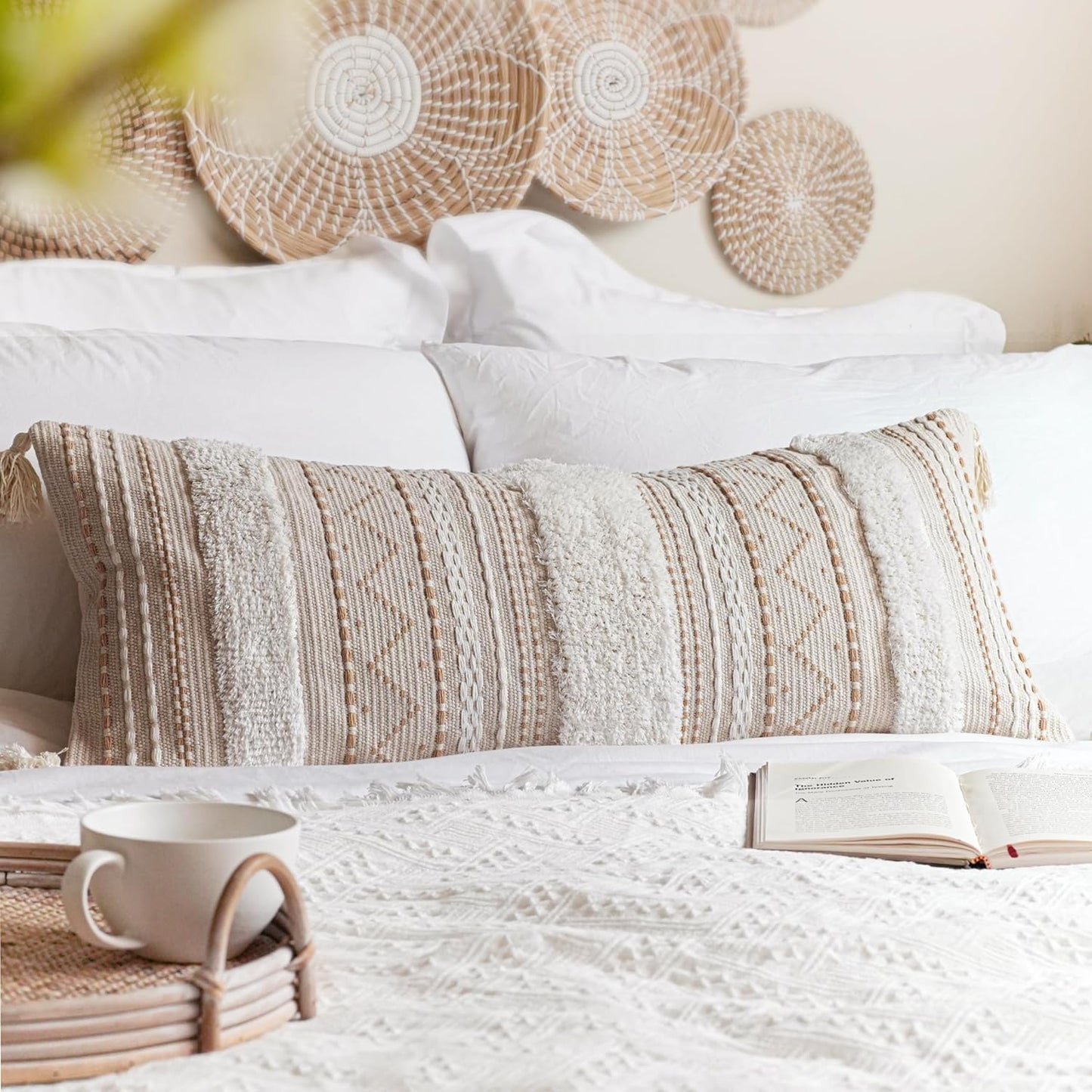 Cream Decorative Lumbar Throw Pillow Cover for Cozy Home Decor