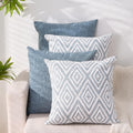 Decorative Throw Pillow Covers Set of 4 20x20 in Blue - Linen Feel