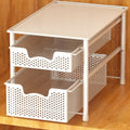 White Stackable 2-Tier Sliding Basket Organizer Drawer - Space Saver