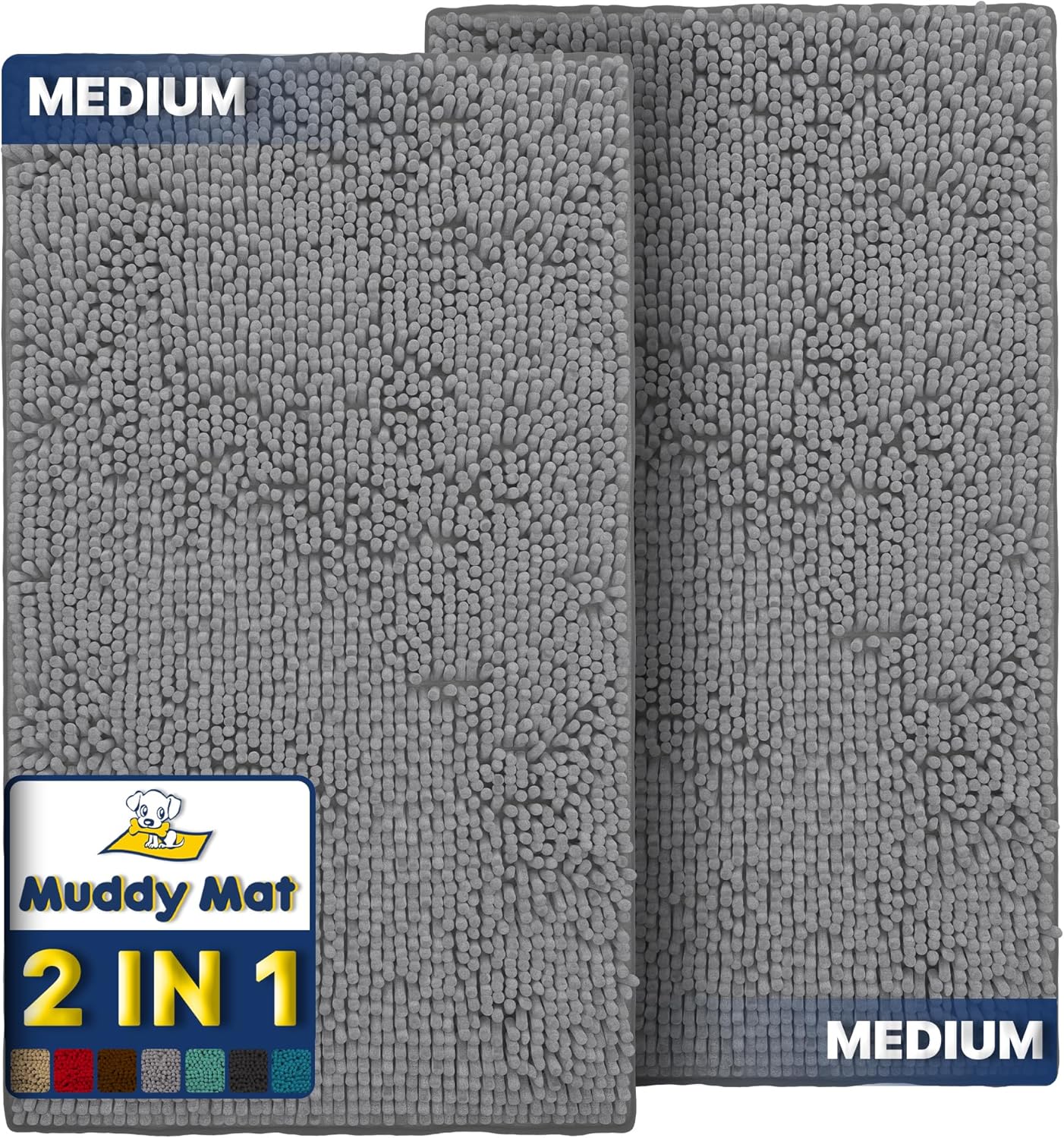 Muddy Mat 2-Piece Grey Microfiber Door Mat for All Spaces