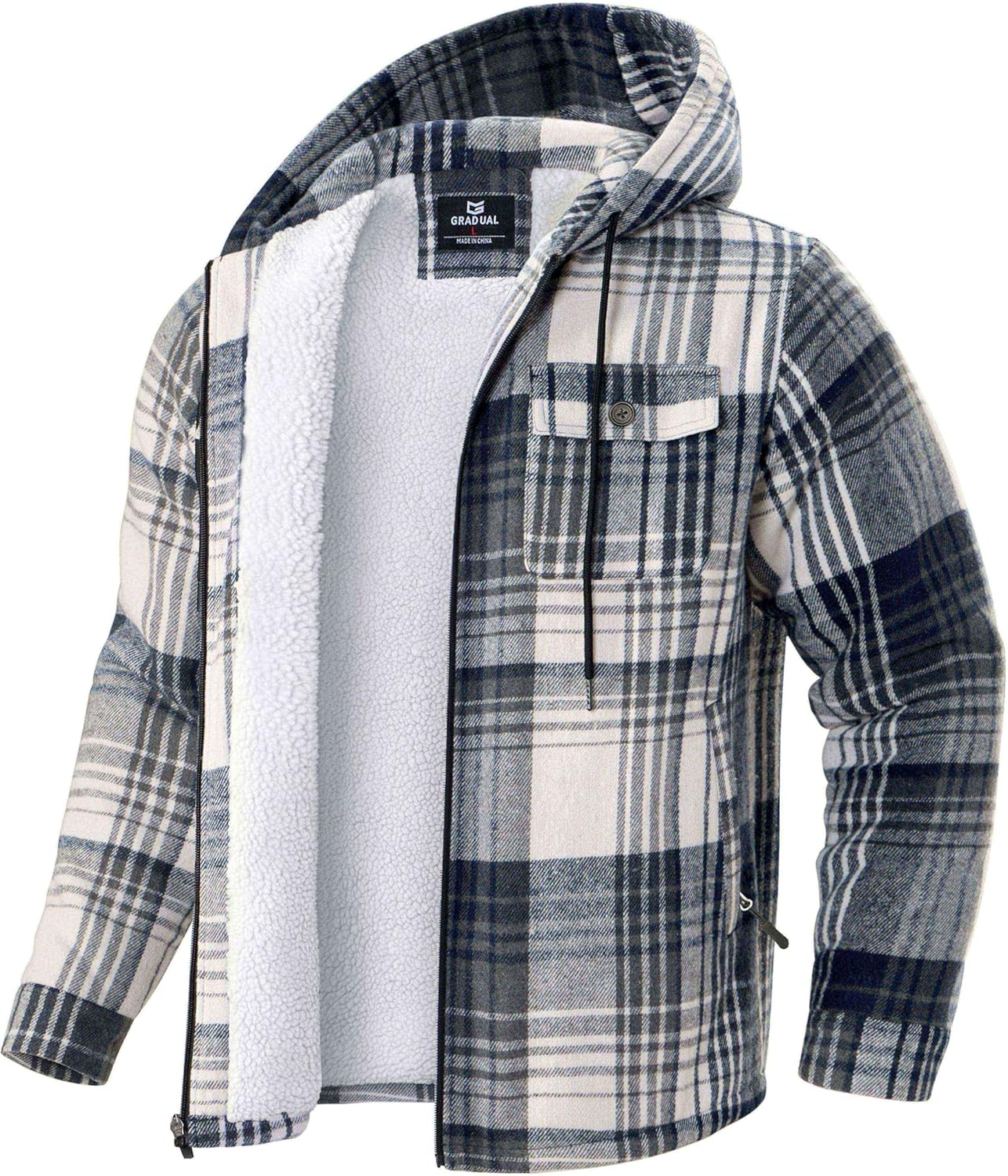 G Gradual Men's Flannel Jacket Warm Winter Zip Up Hoodies