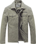 WenVen Men's Casual Canvas Cotton Military Lapel Jacket - Durable hold