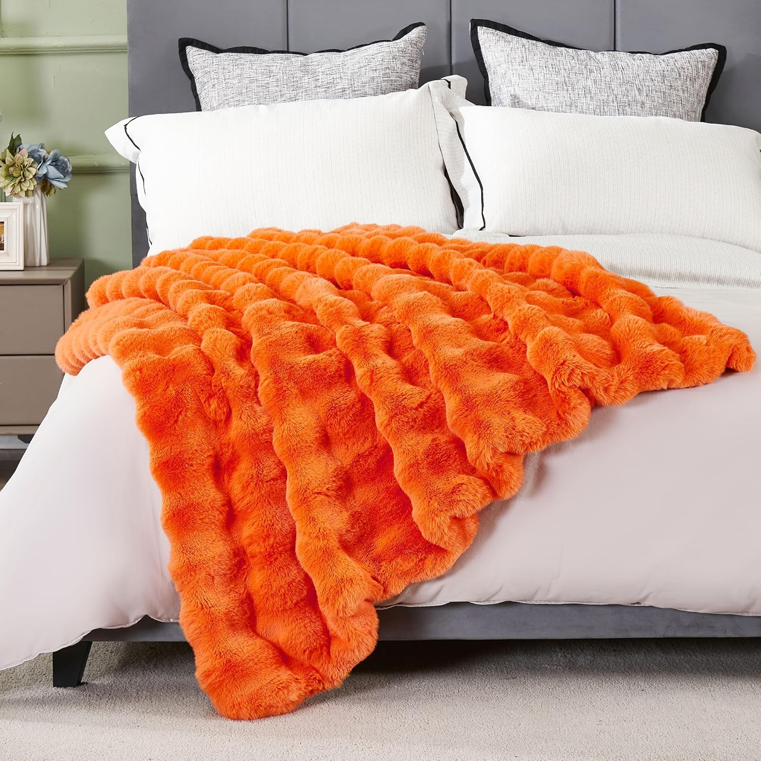 DREAMNINE Oversized Fuzzy Soft Faux Fur Throw Blanket for Cozy Warmth