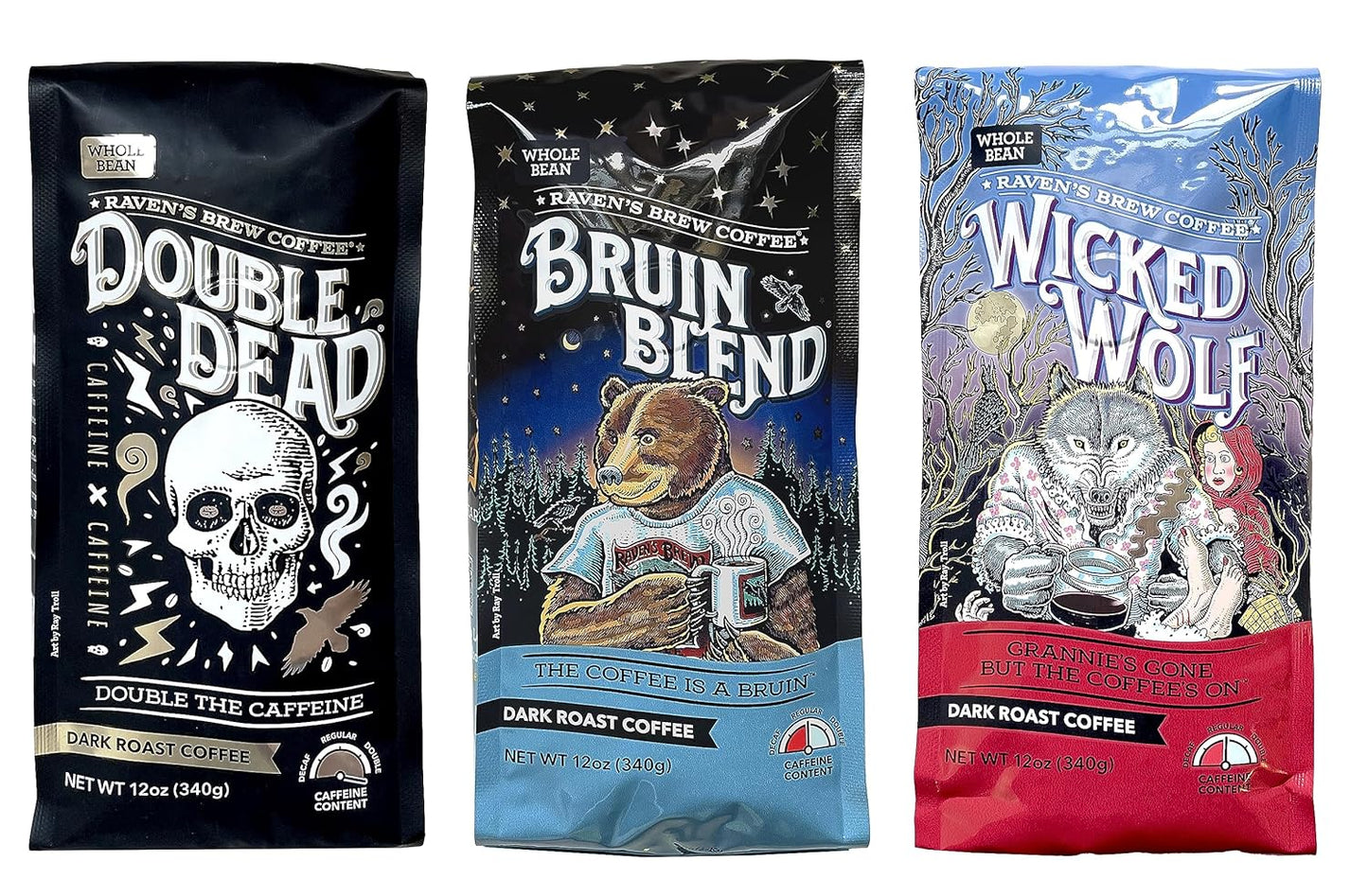 Raven's Brew Whole Bean Coffee Variety Pack - 3 Flavors