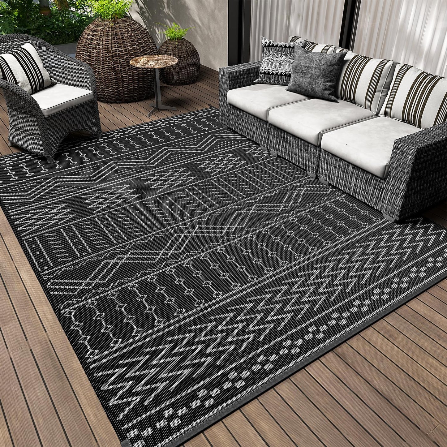 Outdoor Rug Carpet Waterproof 8x10 ft for Patio and RV Use