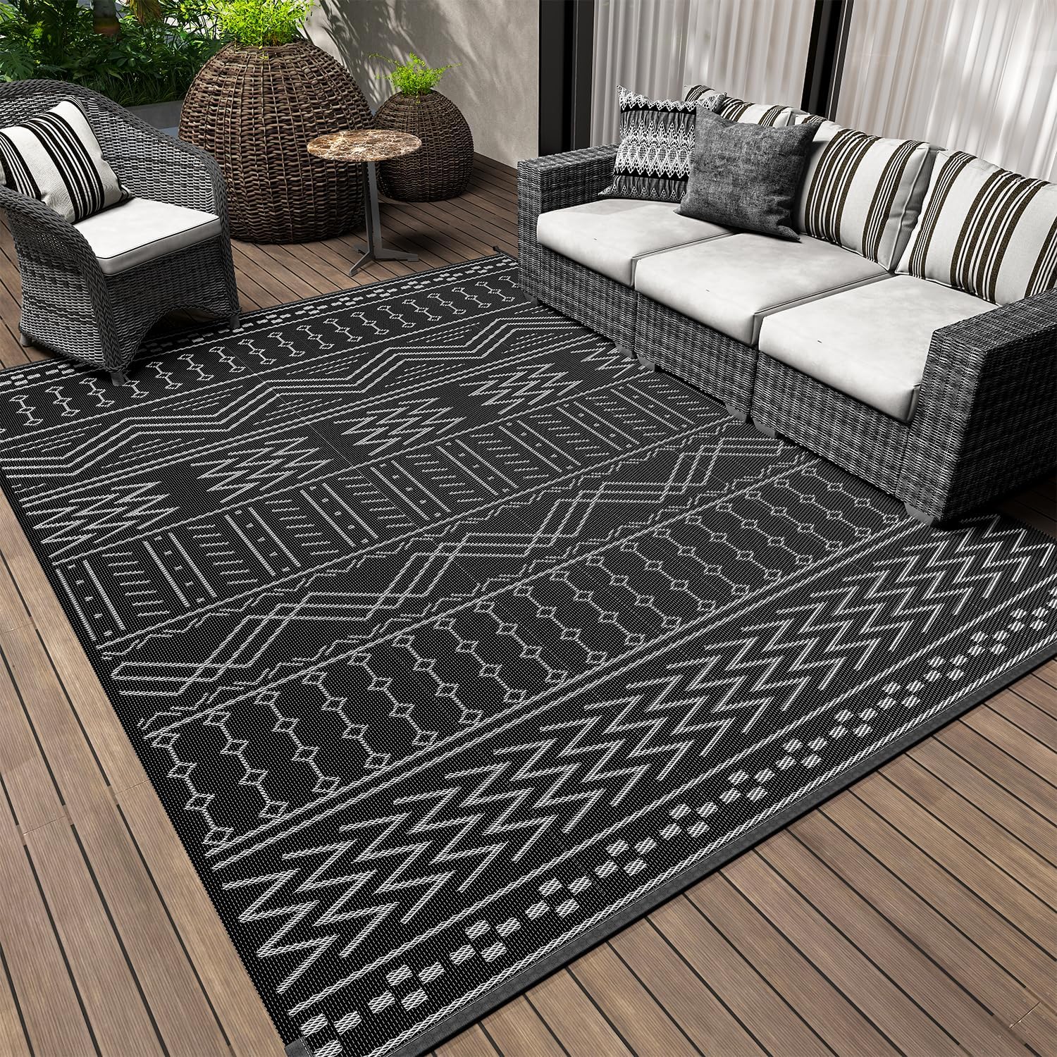 Outdoor Rug Carpet Waterproof 8x10 ft for Patio and RV Use
