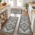 100% Non Slip Kitchen Rug Set of 3 - Soft Boho Runner Mats