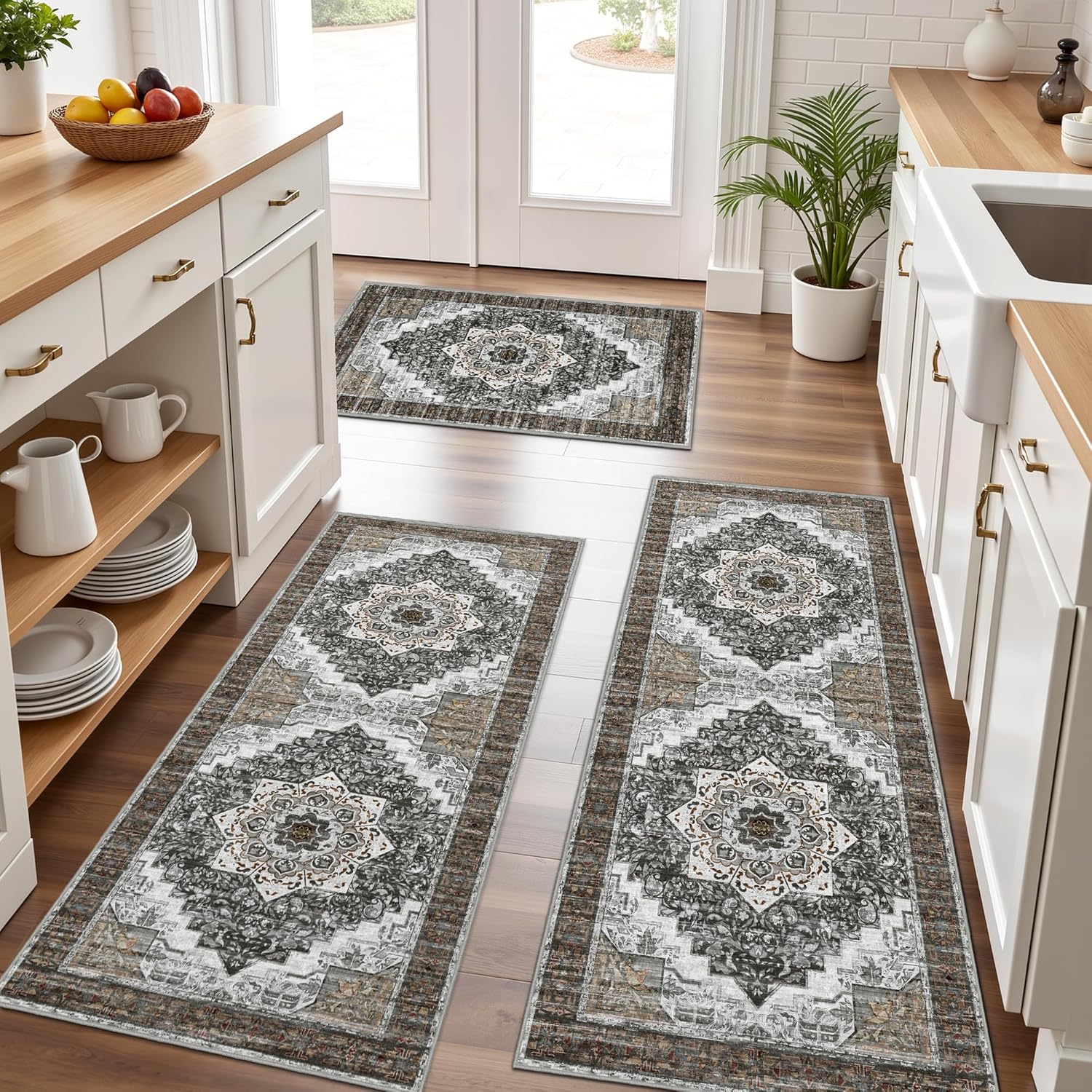 Tritard Non Slip Kitchen Rugs Set of 3 for Vintage Farmhouse