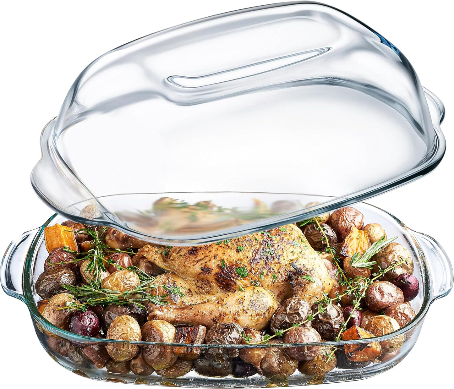 Simax Casserole Dish 8 Quart Glass Baking Dish with Lid Set