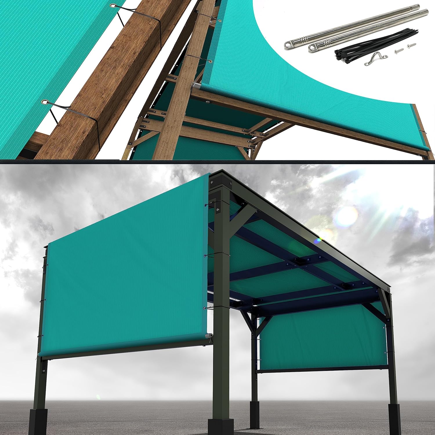 Turquoise Pergola Sun Shade Canopy Replacement Cover by Royal Shade
