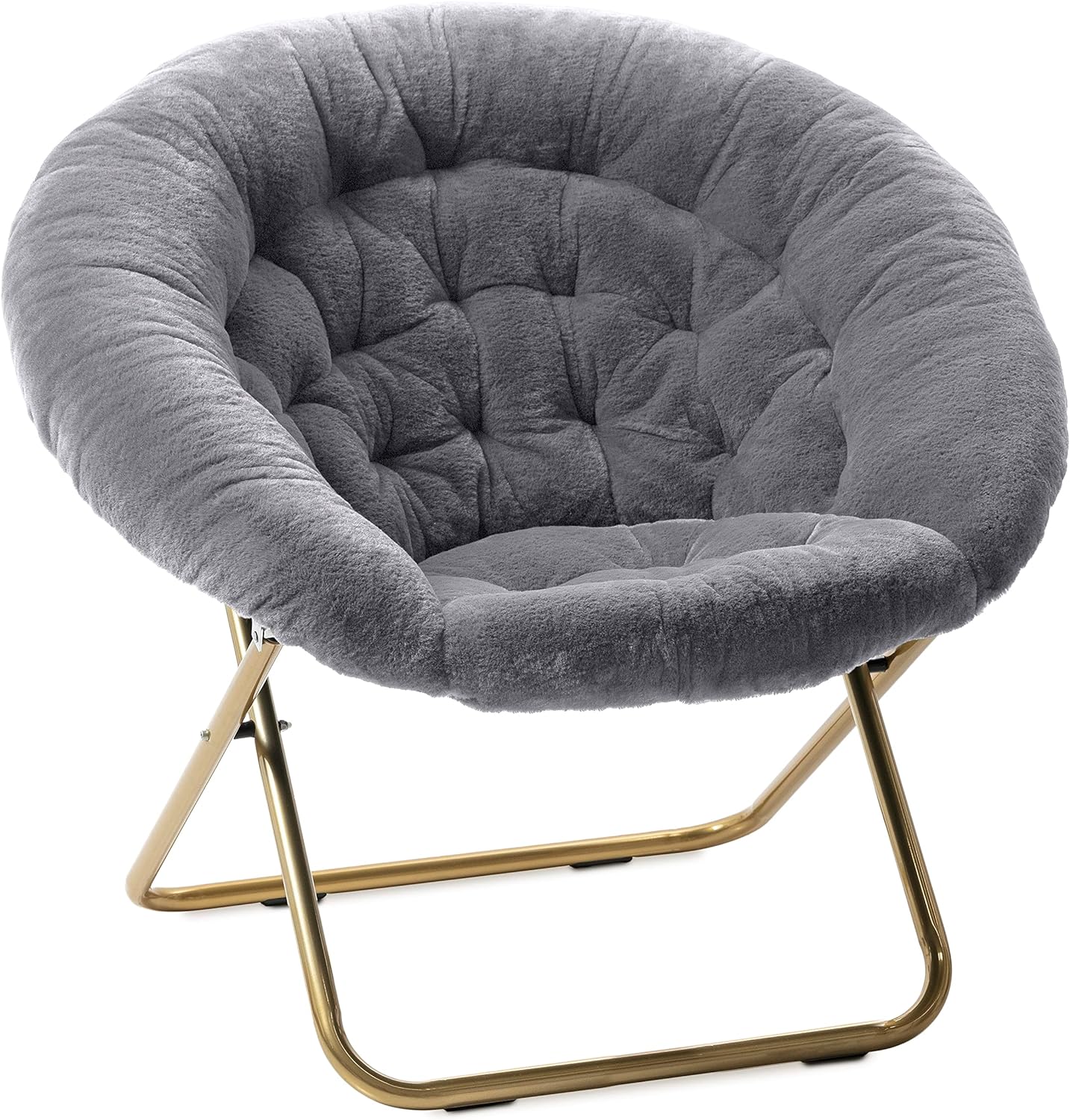 Milliard Saucer Chair for Adults, Teens & Kids - Grey Faux Fur