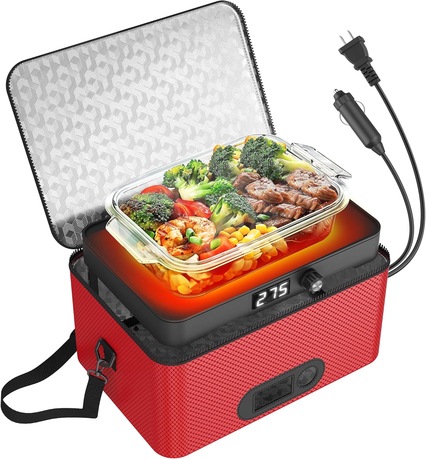 Portable Oven for Car and Home, 12V 24V 110V-240V Food Warmer
