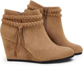 Womens Wedge Ankle Boots Braided Fringe Strap Western (Style XC8H)