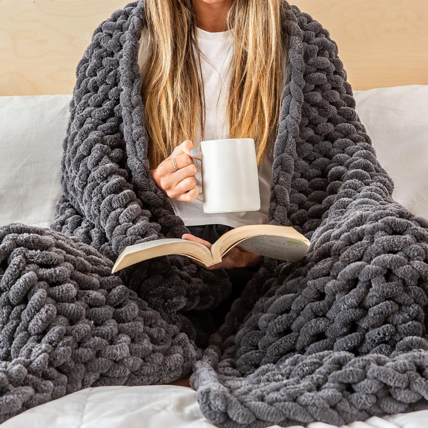 Chunky Knit Blanket Throw for Cozy Living Room Decor