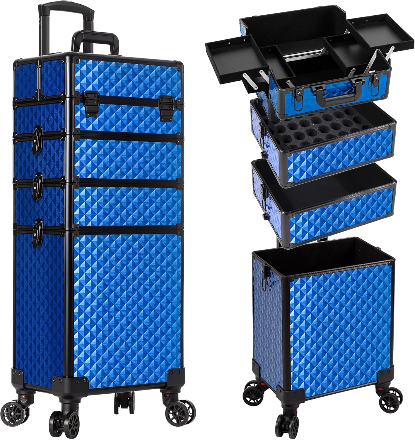 Rolling Makeup Train Case with Wheels for Large Storage Needs