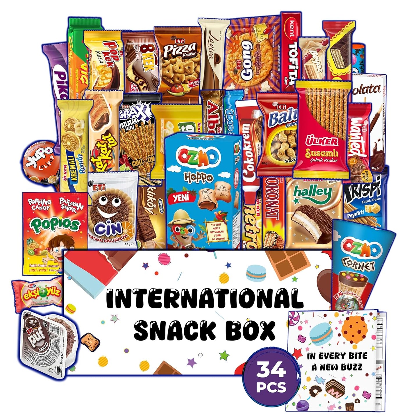 International Snack Box Adventure with 34 Unique Treats