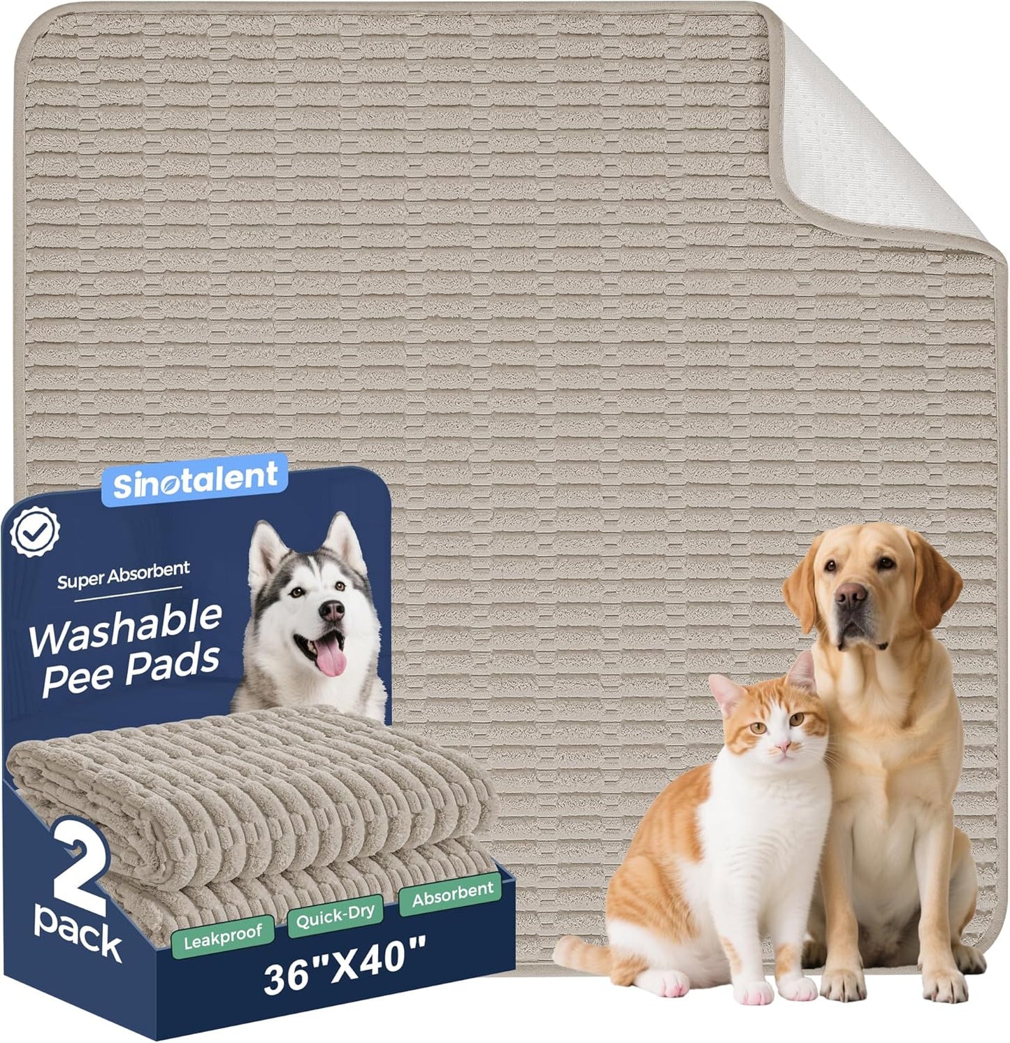 Washable Pee Pads for Dogs - Reusable Non-Slip Dog Pads