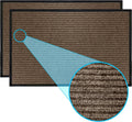 Striped Brown Door Mats 2-Pack - Heavy Duty Low-Profile Mats