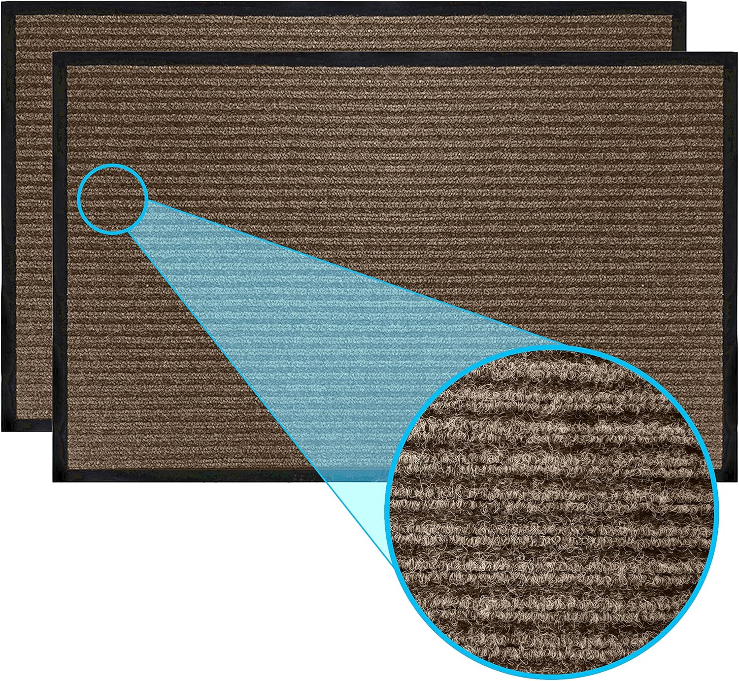 LuxUrux 2-Pack Striped Brown Door Mats - Durable and Stylish