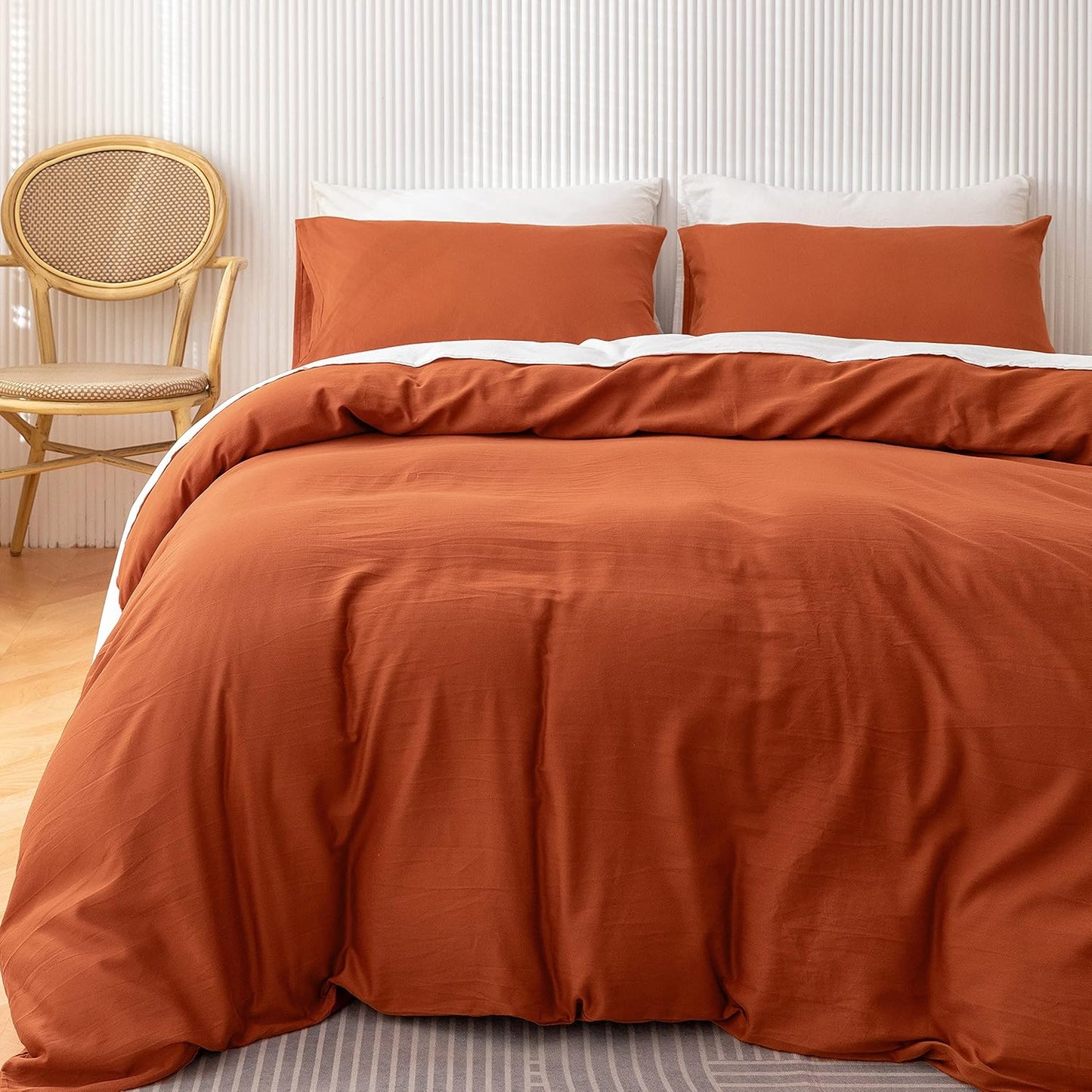 HeimenAogo Egyptian Cotton Duvet Cover Set Twin Ultra Soft