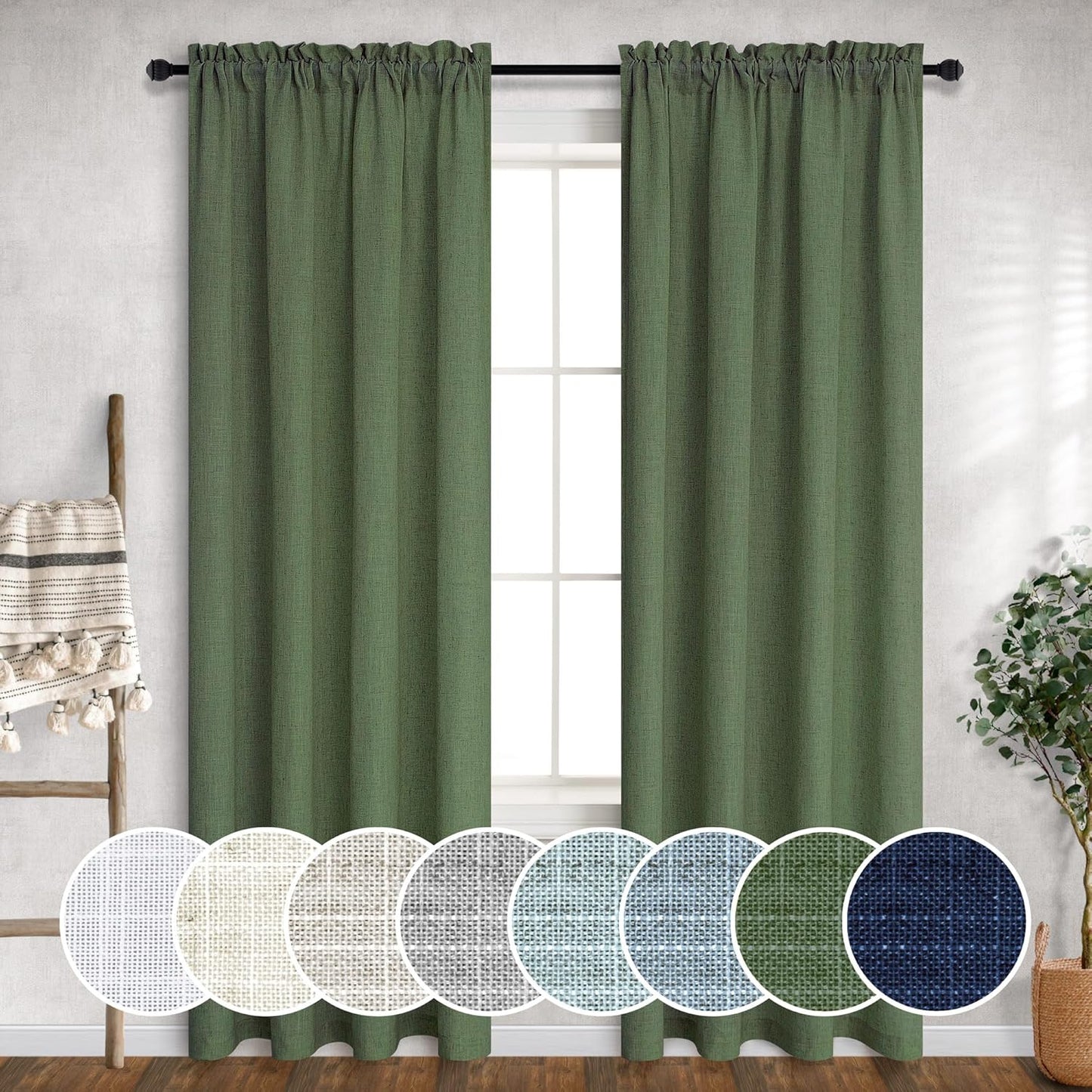 Linen Curtains 96 Inches Long for Rustic Farmhouse Decor