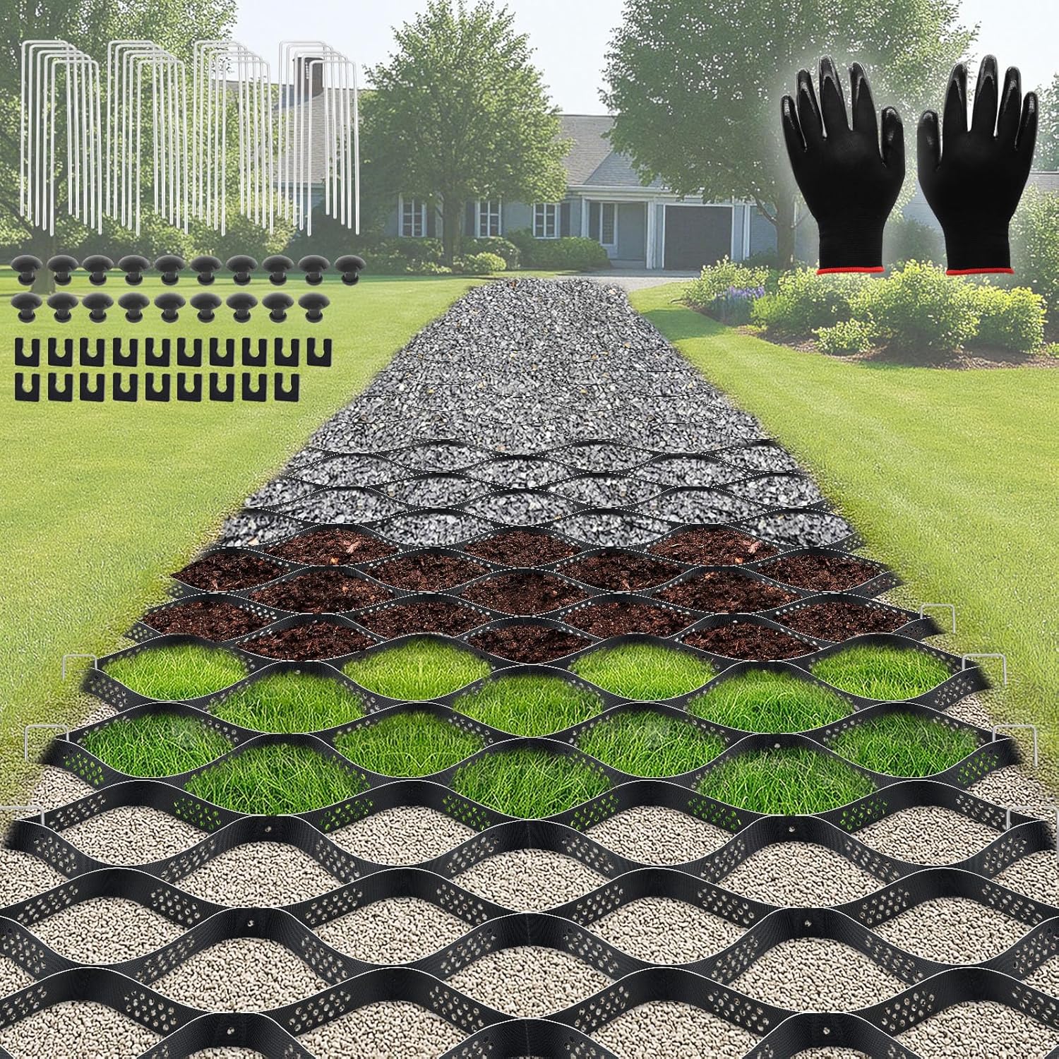 Gravel Grid 33 x 4 FT for Driveway Stabilization and Paths